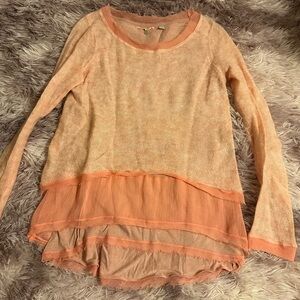 Women’s Anthropologie Peach Gauze Sweater Size Small